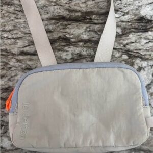 lululemon athletica Light Gray Crossbody with Neon Orange Zip Pull